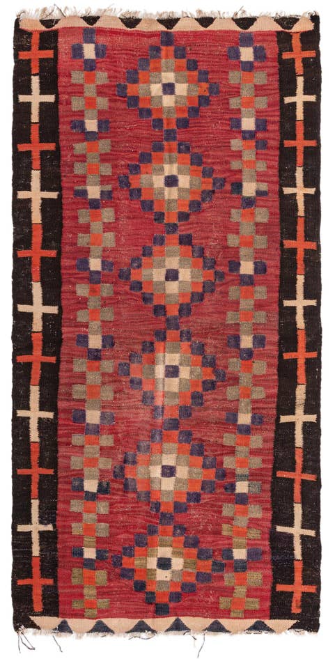 Detail image of 4' 6 x 9' Hand Woven Kilim Fars Wool Runner Rug