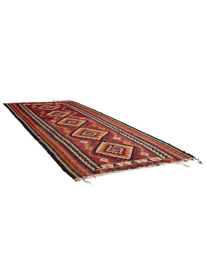 4' 5 x 9' 7 Hand Woven Kilim Fars Wool Runner Rug