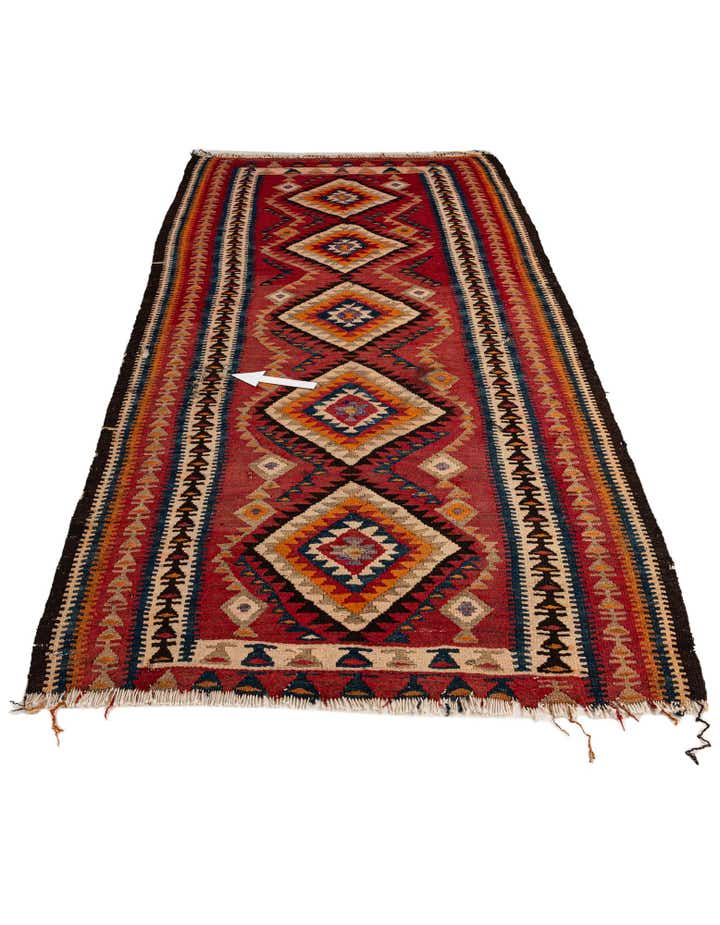 4' 5 x 9' 7 Hand Woven Kilim Fars Wool Runner Rug