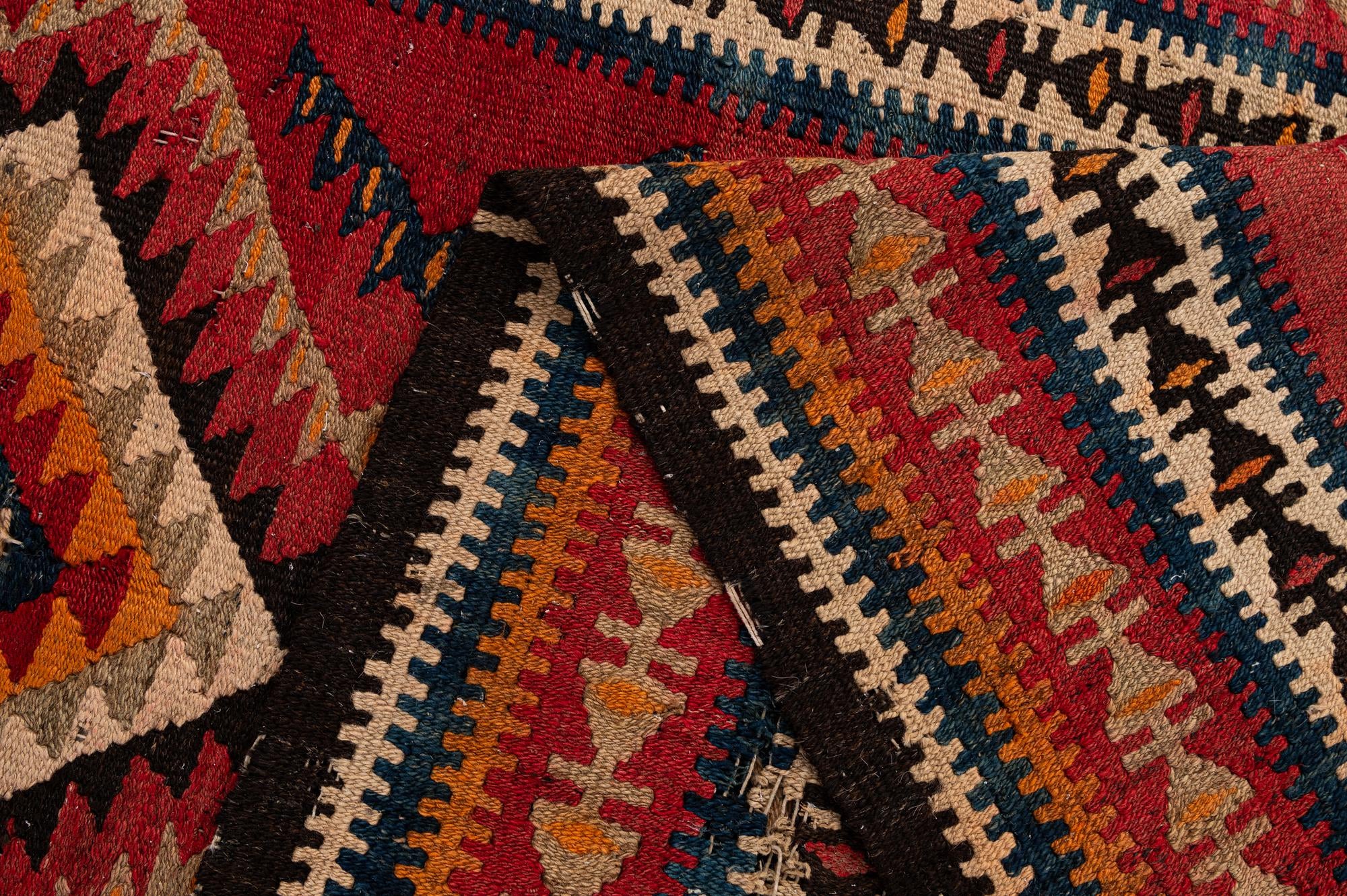 4' 5 x 9' 7 Hand Woven Kilim Fars Wool Runner Rug