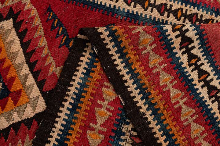 4' 5 x 9' 7 Hand Woven Kilim Fars Wool Runner Rug