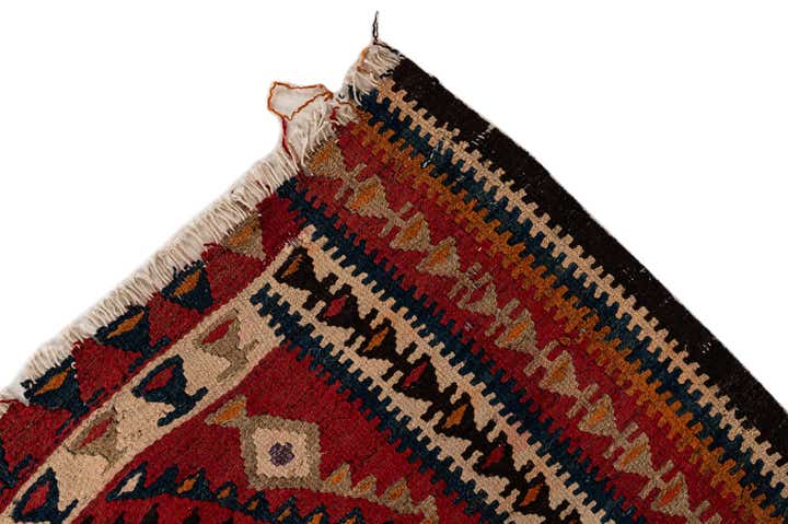 4' 5 x 9' 7 Hand Woven Kilim Fars Wool Runner Rug