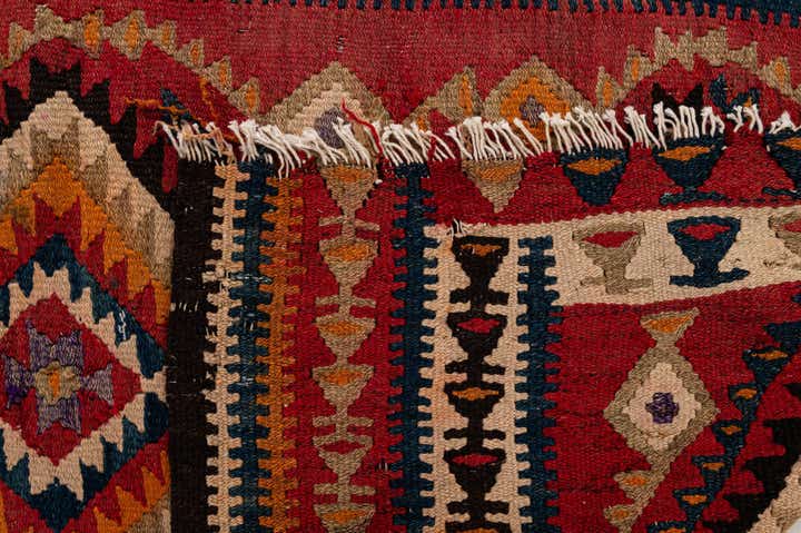 4' 5 x 9' 7 Hand Woven Kilim Fars Wool Runner Rug