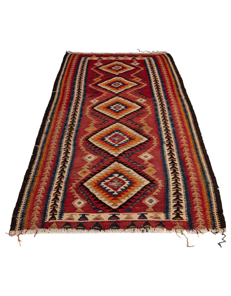 Detail image of 4' 5 x 9' 7  Hand Woven Kilim Fars Wool Runner Rug