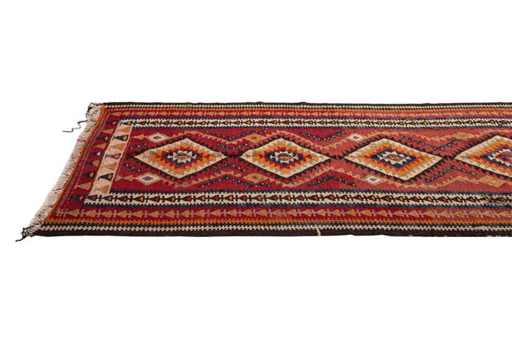 4' 5 x 9' 7 Hand Woven Kilim Fars Wool Runner Rug