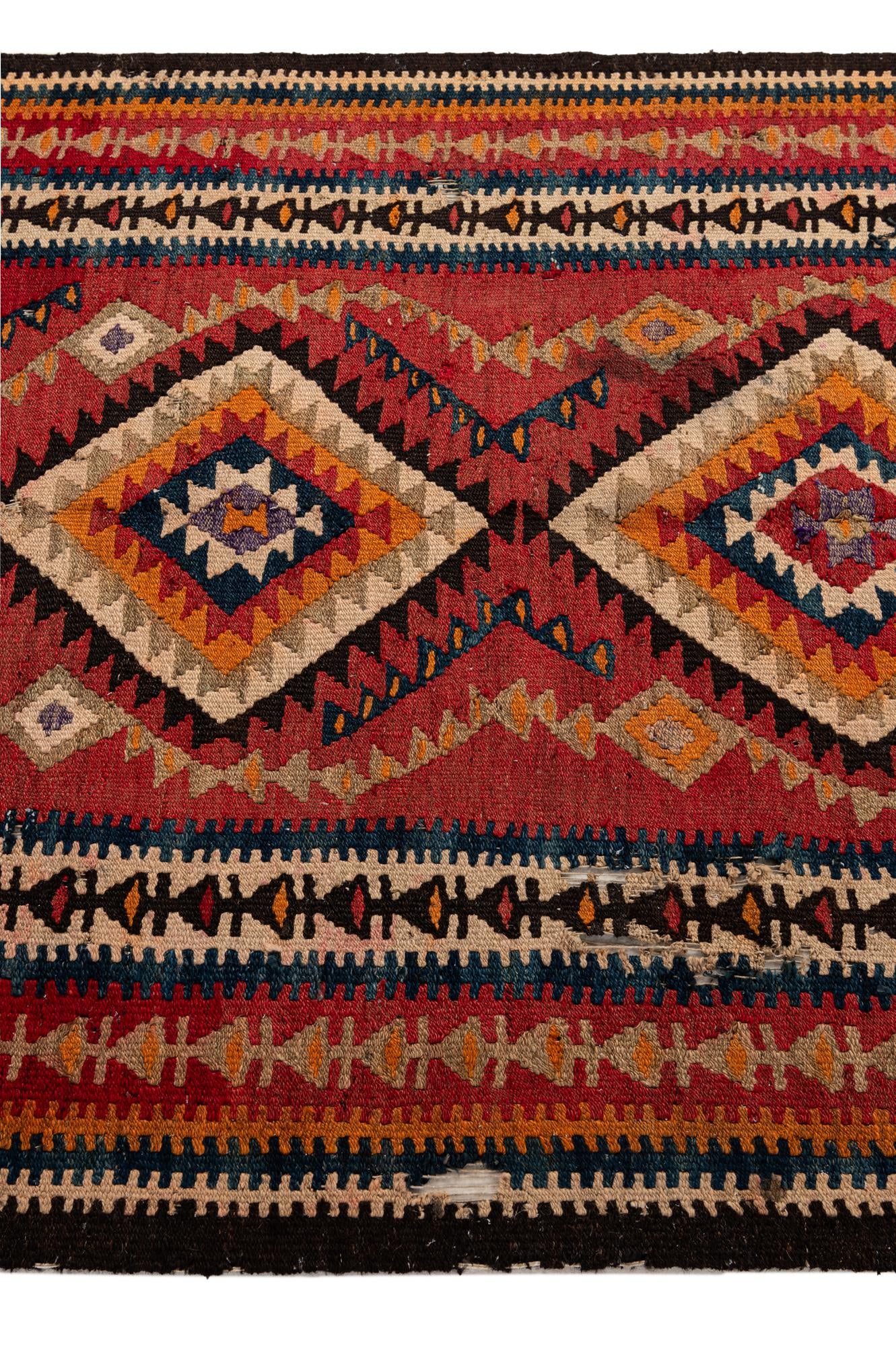 4' 5 x 9' 7 Hand Woven Kilim Fars Wool Runner Rug