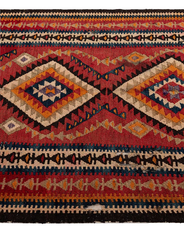 Detail image of 4' 5 x 9' 7  Hand Woven Kilim Fars Wool Runner Rug