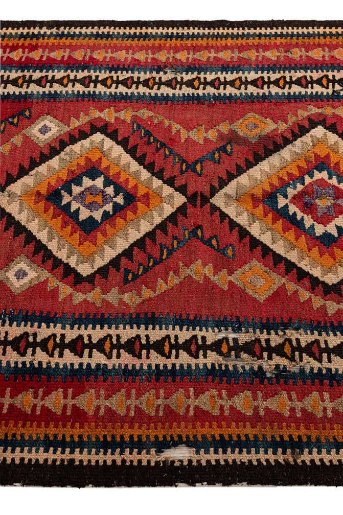 4' 5 x 9' 7 Hand Woven Kilim Fars Wool Runner Rug