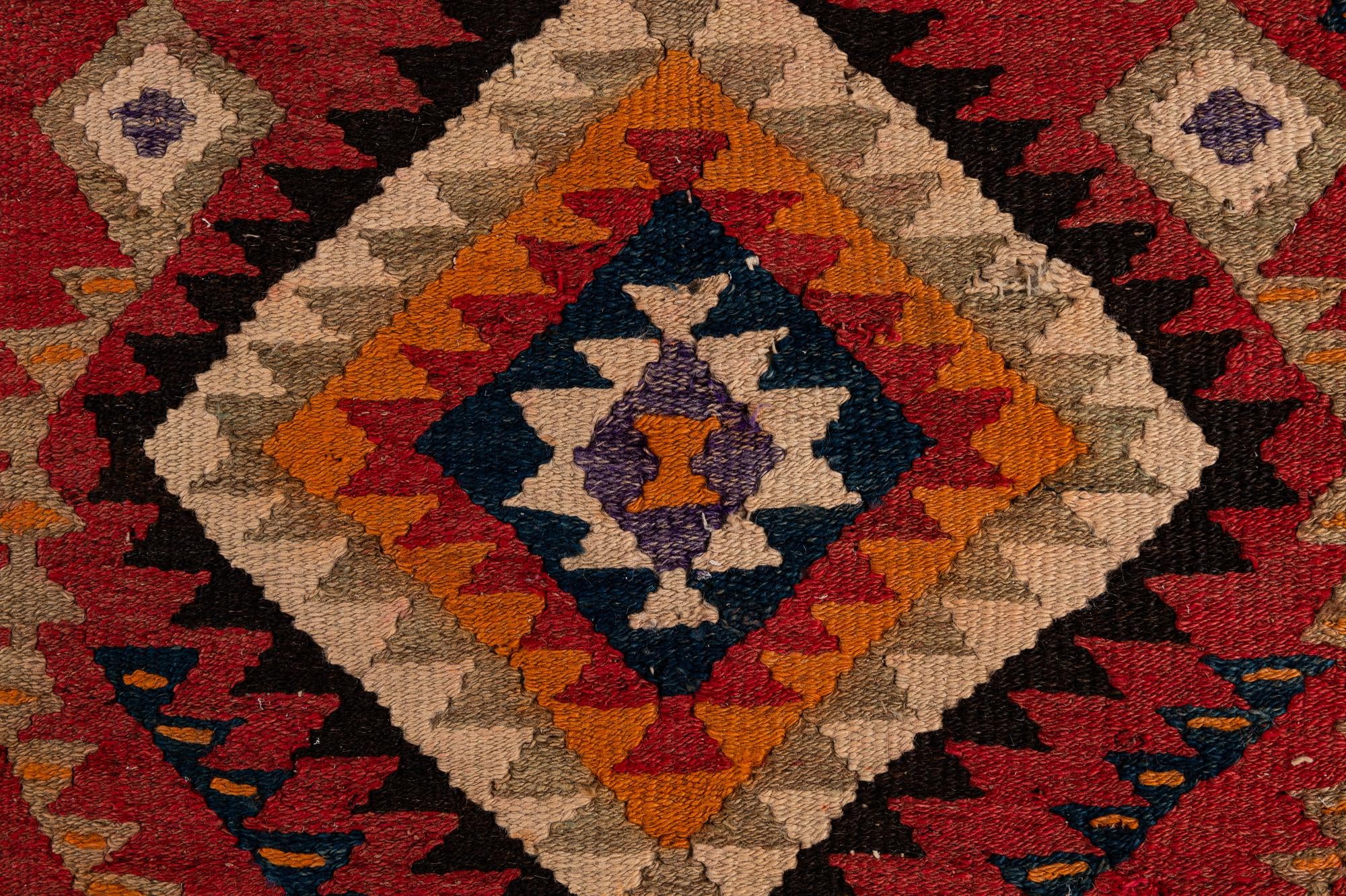 4' 5 x 9' 7 Hand Woven Kilim Fars Wool Runner Rug