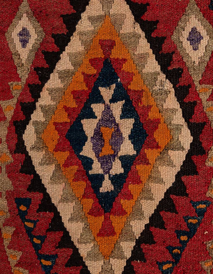 Detail image of 4' 5 x 9' 7  Hand Woven Kilim Fars Wool Runner Rug
