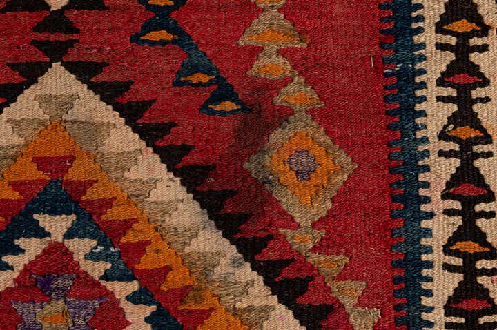 4' 5 x 9' 7 Hand Woven Kilim Fars Wool Runner Rug