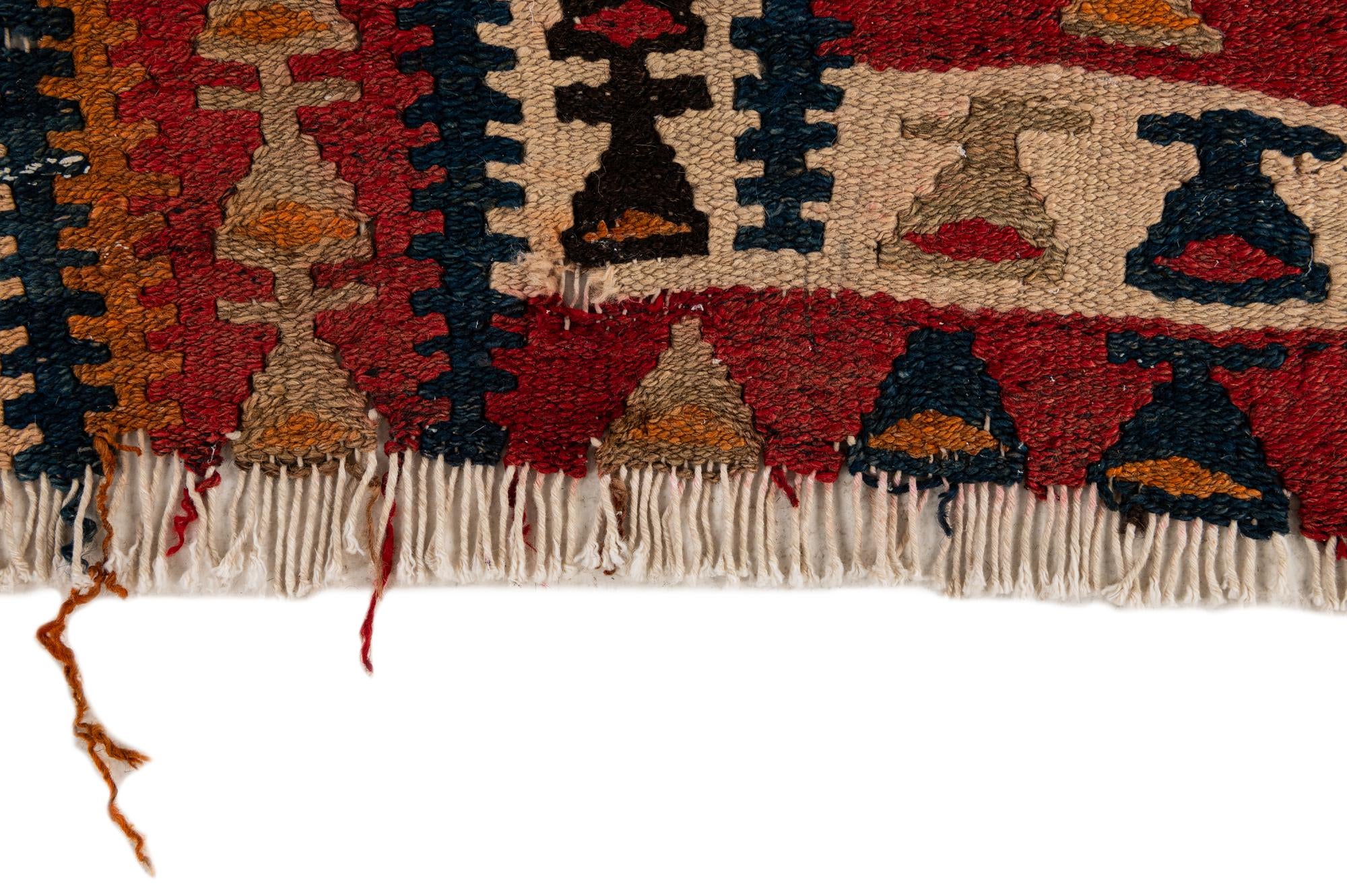 4' 5 x 9' 7 Hand Woven Kilim Fars Wool Runner Rug