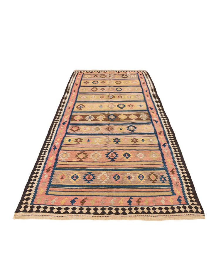 Detail image of 4' 7 x 9' 9 Hand Woven Kilim Fars Wool Runner Rug