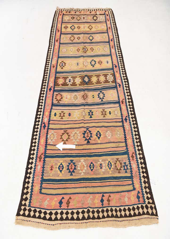 4' 7 x 9' 9 Hand Woven Kilim Fars Wool Runner Rug