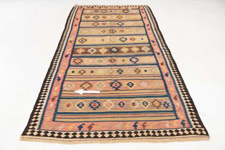 4' 7 x 9' 9 Hand Woven Kilim Fars Wool Runner Rug