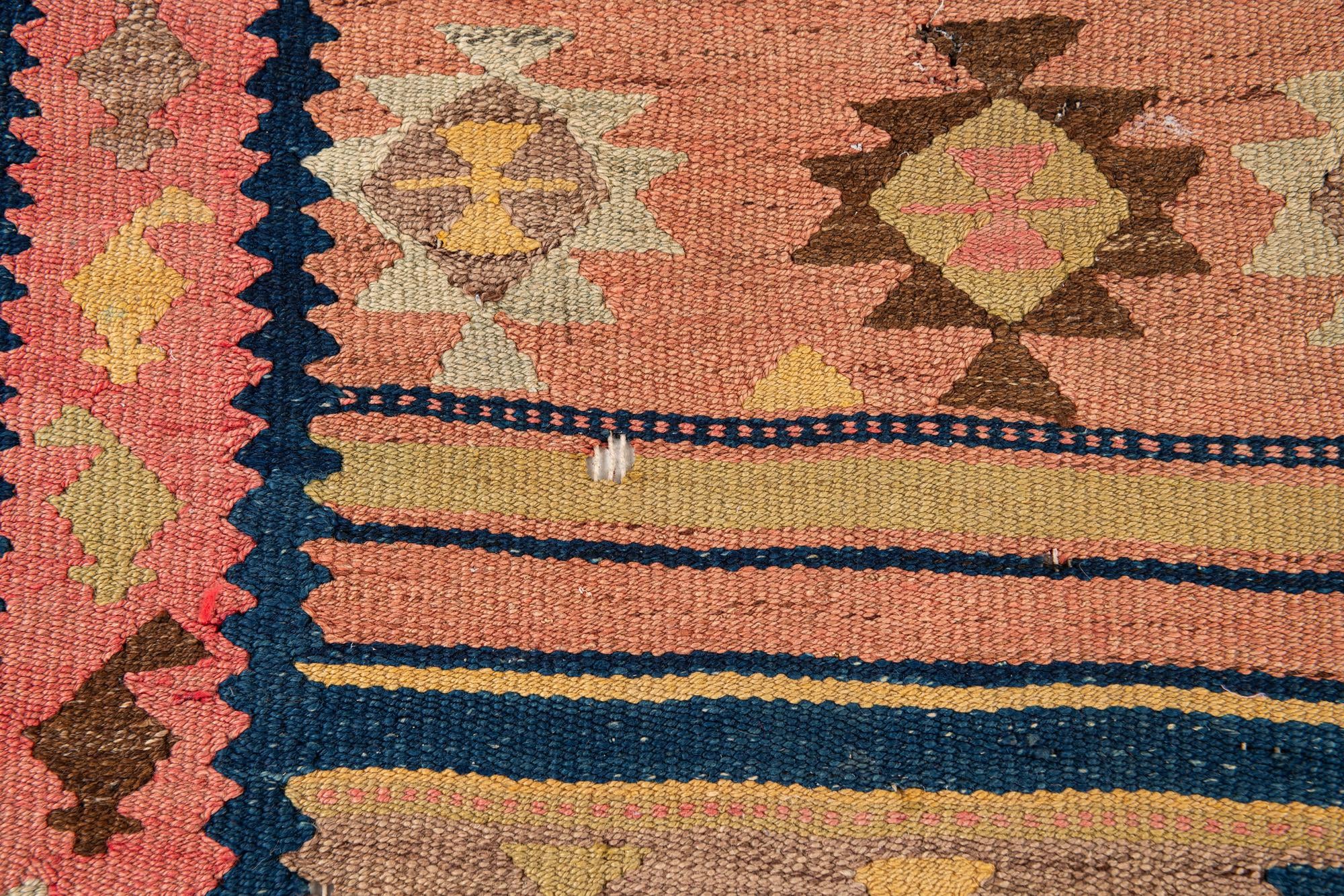 4' 7 x 9' 9 Hand Woven Kilim Fars Wool Runner Rug