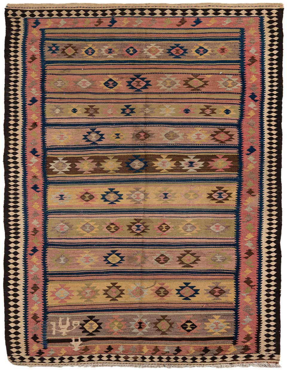 4' 7 x 9' 9 Hand Woven Kilim Fars Wool Runner Rug