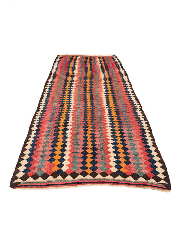 4' 6 x 10' 6 Hand Woven Kilim Fars Wool Runner Rug