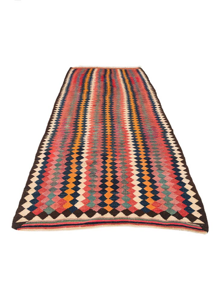 Detail image of 4' 6 x 10' 6 Hand Woven Kilim Fars Wool Runner Rug