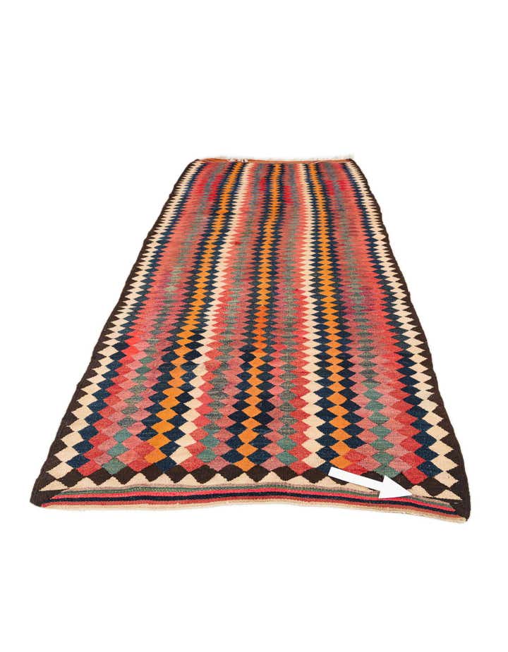 4' 6 x 10' 6 Hand Woven Kilim Fars Wool Runner Rug