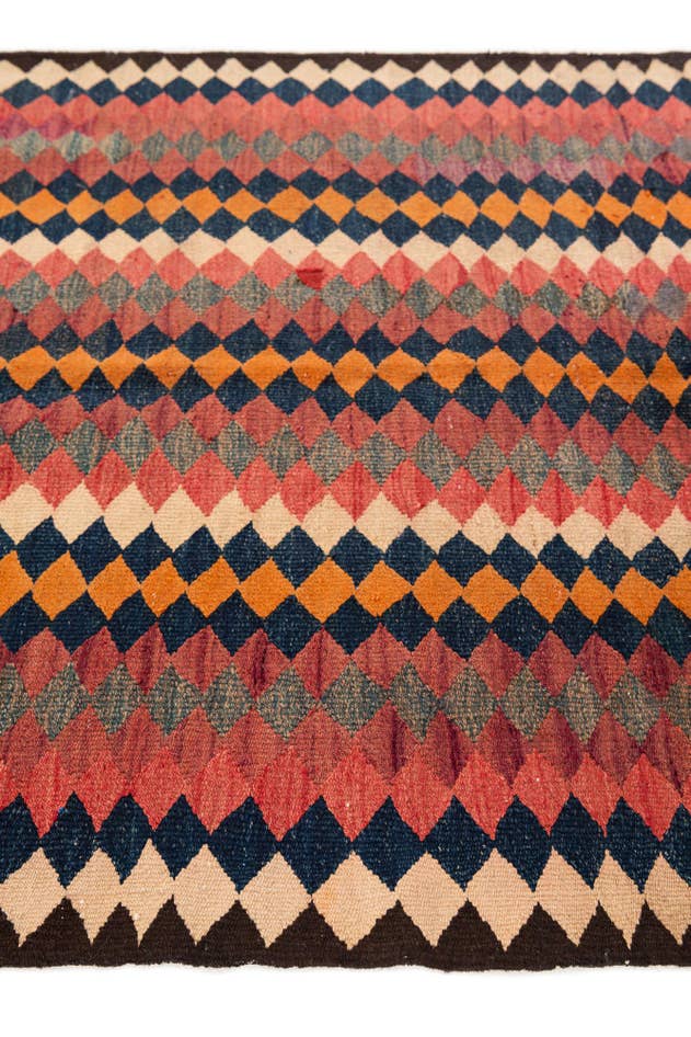 Detail image of 4' 6 x 10' 6 Hand Woven Kilim Fars Wool Runner Rug