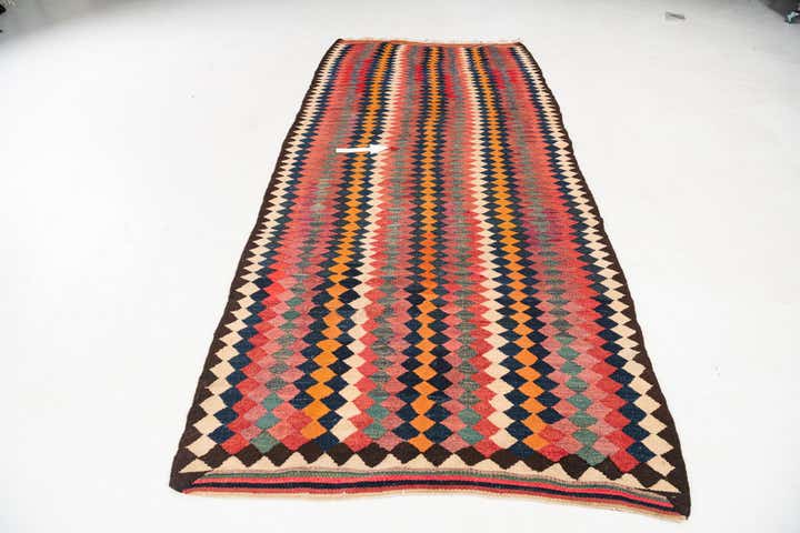 4' 6 x 10' 6 Hand Woven Kilim Fars Wool Runner Rug