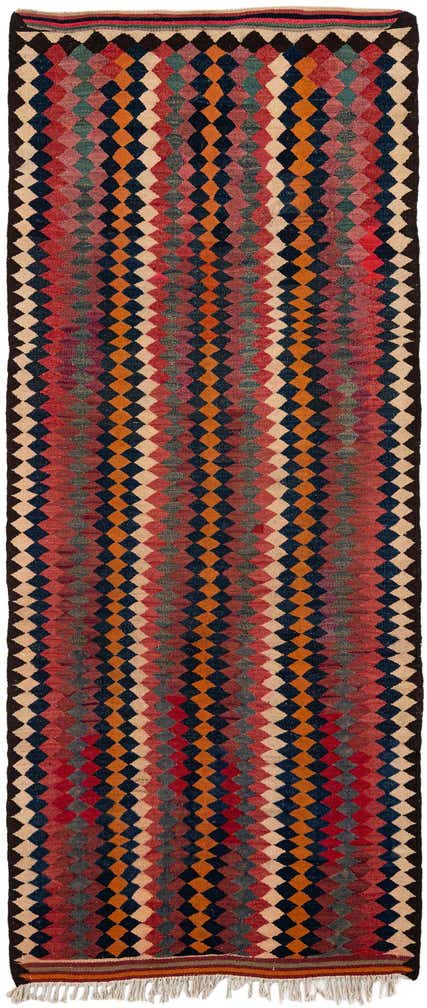 4' 6 x 10' 6 Hand Woven Kilim Fars Wool Runner Rug