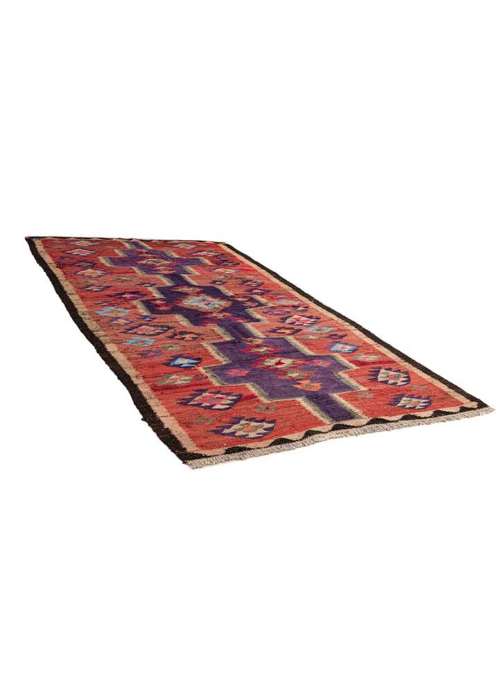 4' 9 x 9' 5 Hand Woven Kilim Fars Wool Runner Rug