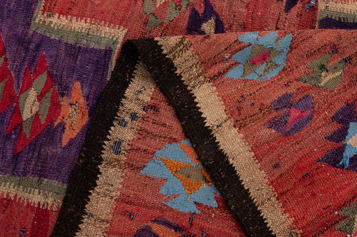 4' 9 x 9' 5 Hand Woven Kilim Fars Wool Runner Rug