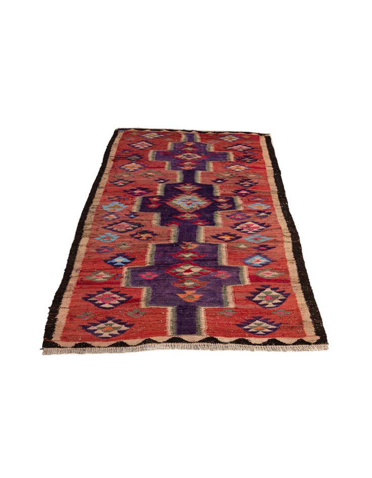 Detail image of 4' 9 x 9' 5 Hand Woven Kilim Fars Wool Runner Rug