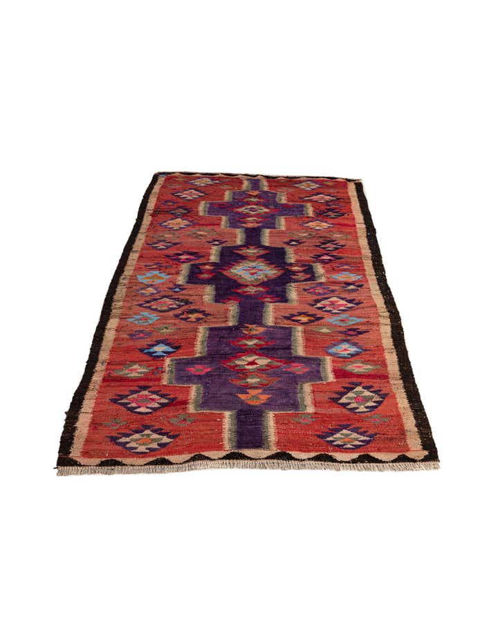 4' 9 x 9' 5 Hand Woven Kilim Fars Wool Runner Rug