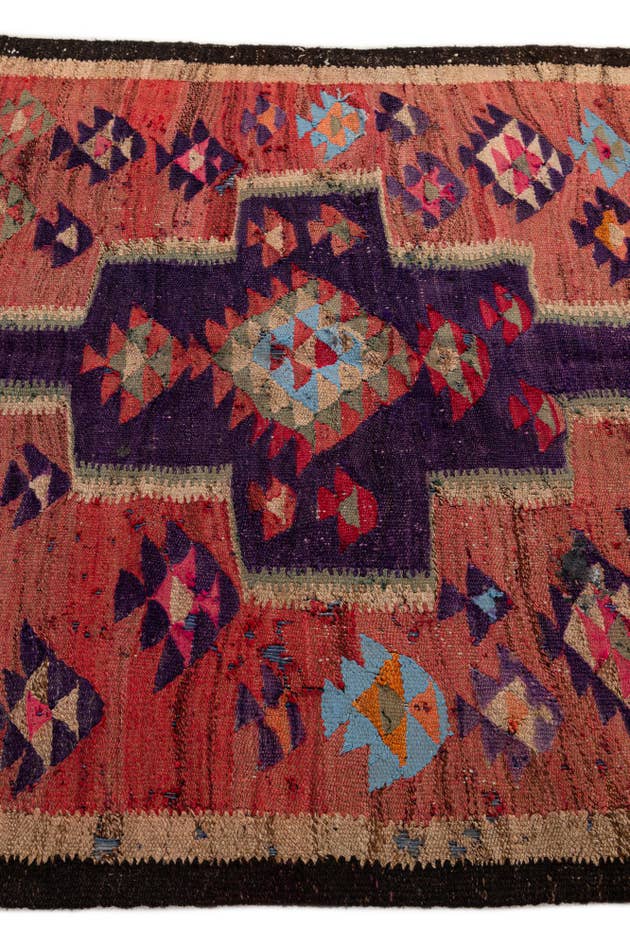 Detail image of 4' 9 x 9' 5 Hand Woven Kilim Fars Wool Runner Rug