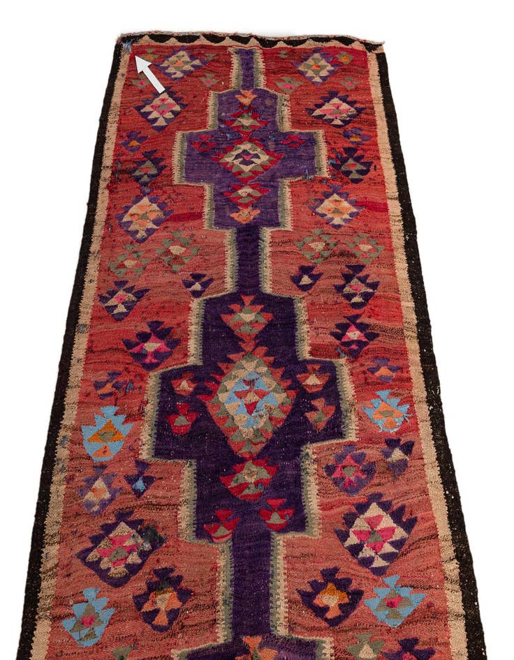 Detail image of 4' 9 x 9' 5  Hand Woven Kilim Fars Wool Runner Rug