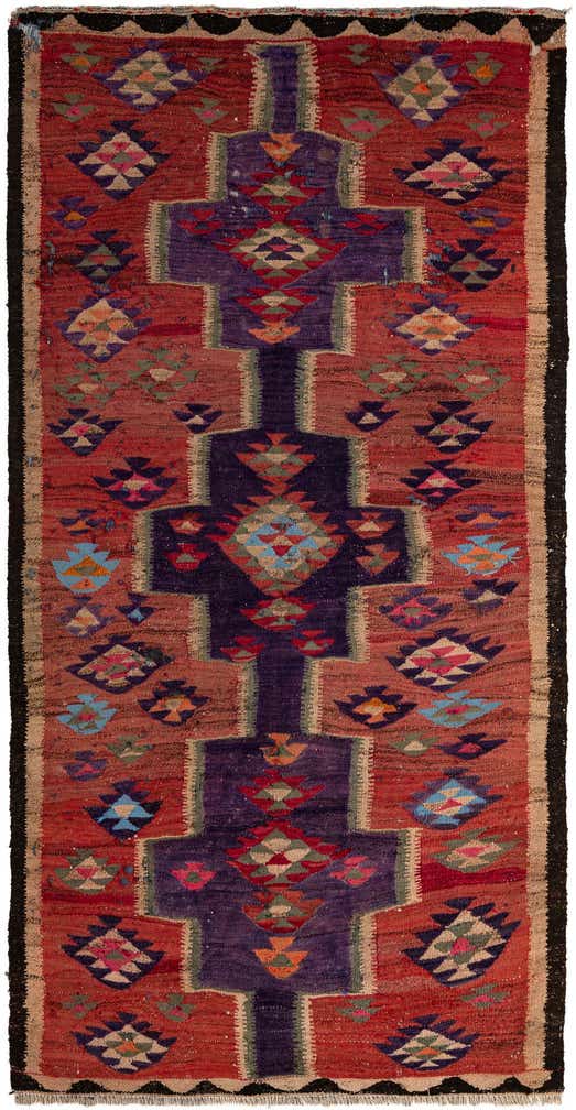 4' 9 x 9' 5 Hand Woven Kilim Fars Wool Runner Rug