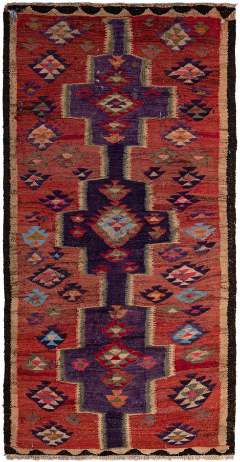 Detail image of 4' 9 x 9' 5 Hand Woven Kilim Fars Wool Runner Rug