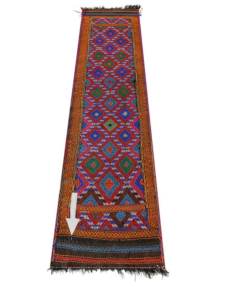 Detail image of 2' x 8' 5 Hand Knotted Kilim Fars Persian Wool Runner Rug