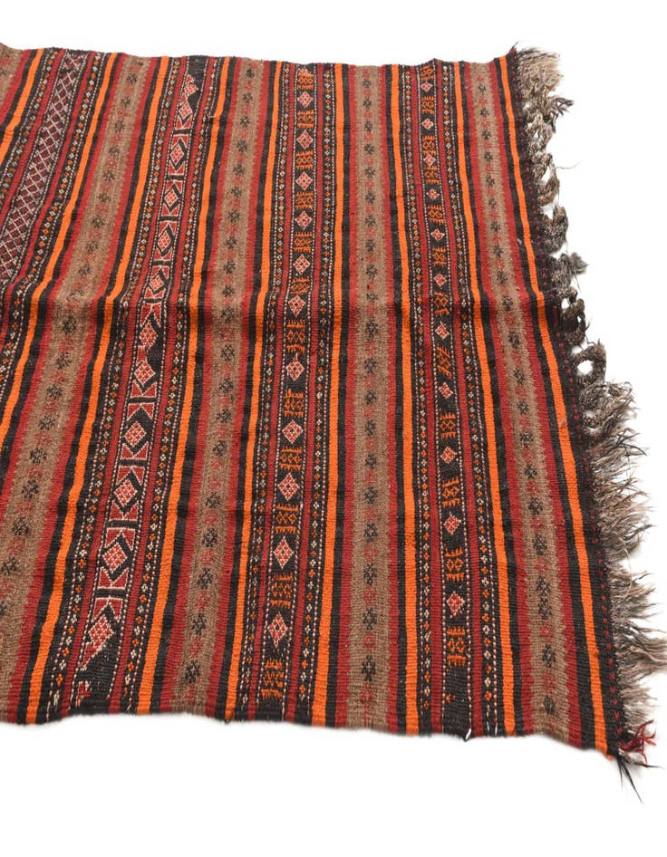 Detail image of 3' 10 x 9' 6 Hand Woven Kilim Fars Wool Runner Rug