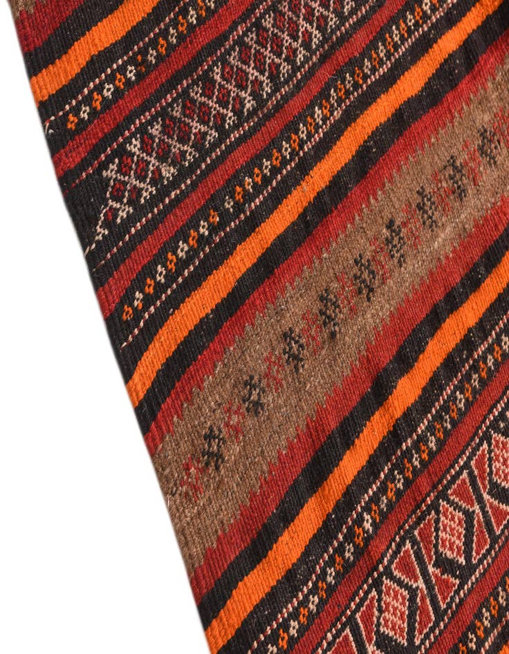 Detail image of 3' 10 x 9' 6 Hand Woven Kilim Fars Wool Runner Rug