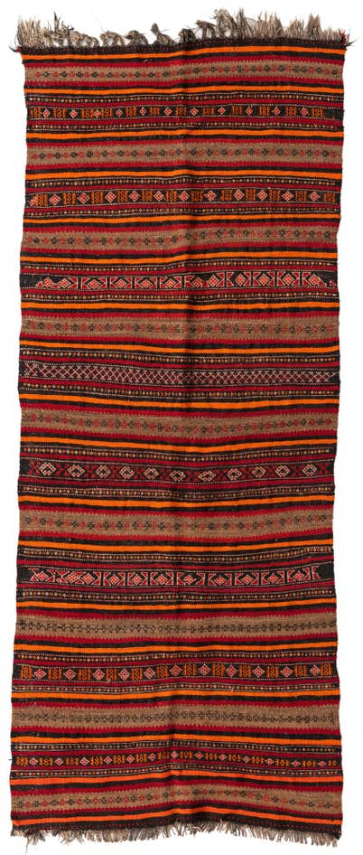 Detail image of 3' 10 x 9' 6 Hand Woven Kilim Fars Wool Runner Rug