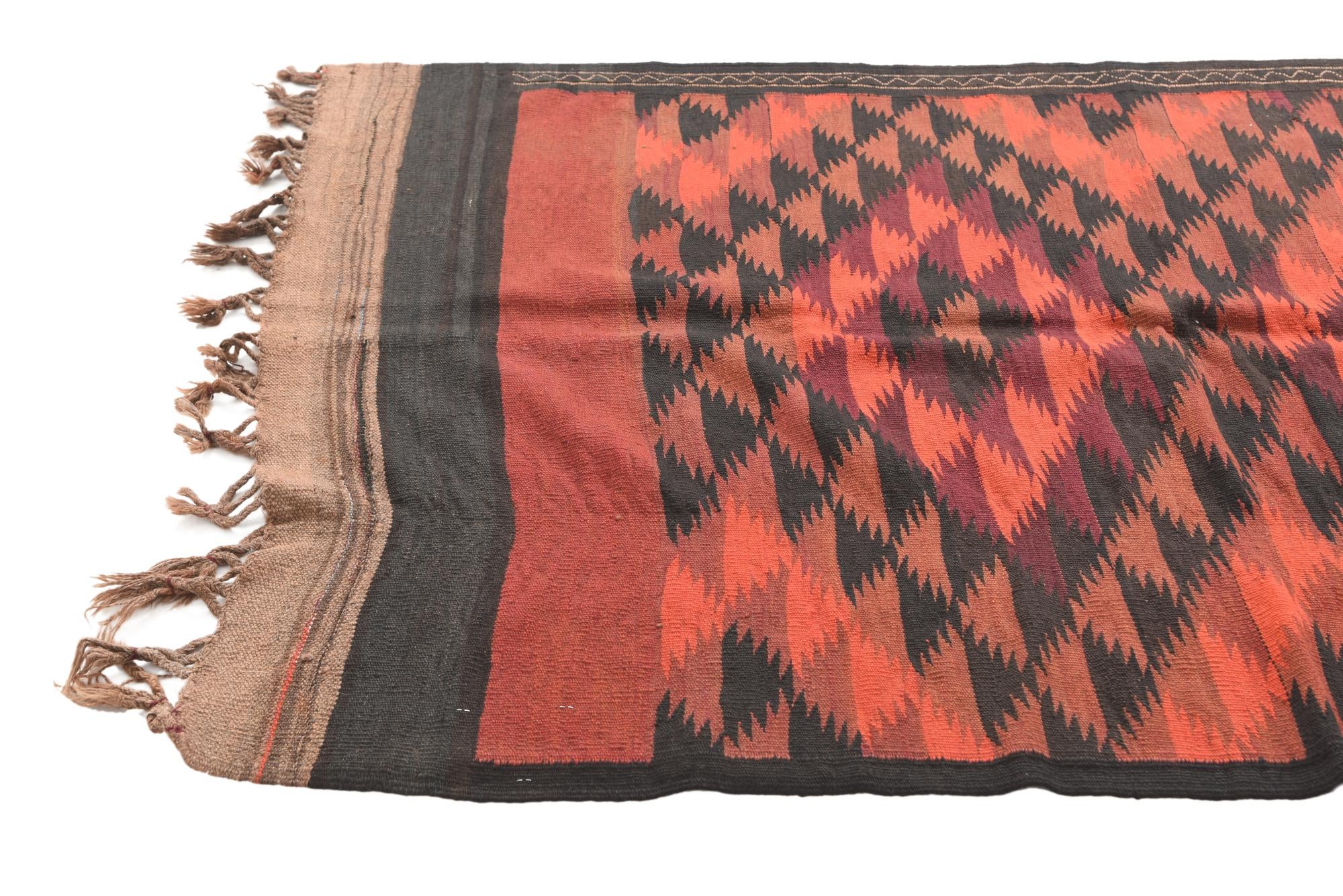 4' 1 x 14' 2 Hand Woven Kilim Fars Wool Runner Rug