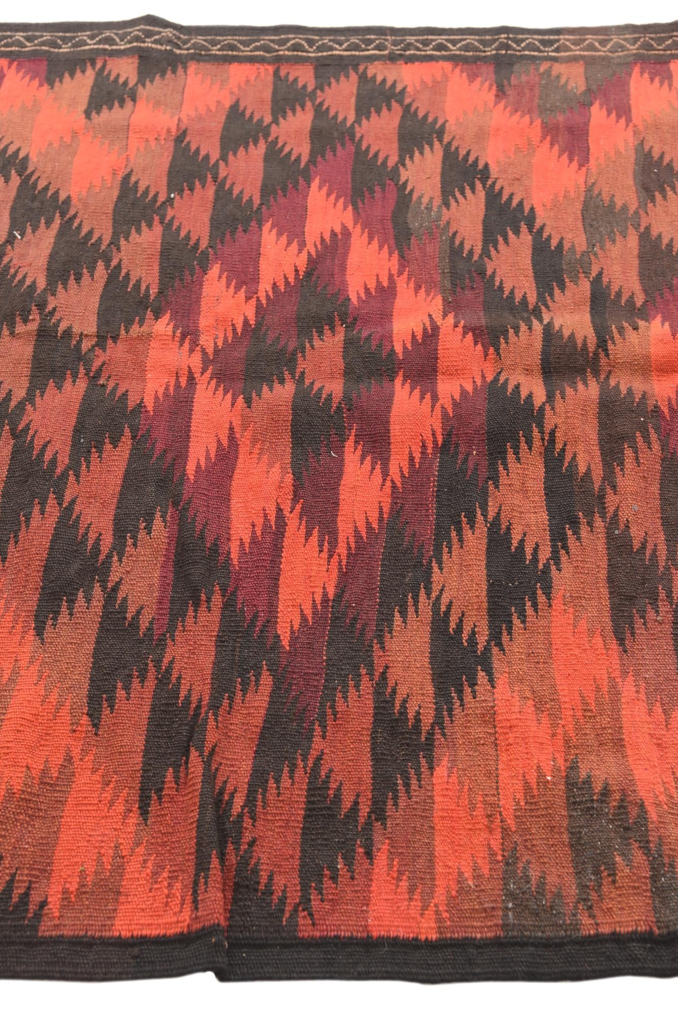 4' 1 x 14' 2 Hand Woven Kilim Fars Wool Runner Rug