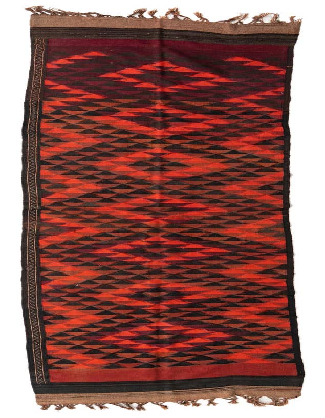 Detail image of 4' 1 x 14' 2 Hand Woven Kilim Fars Wool Runner Rug
