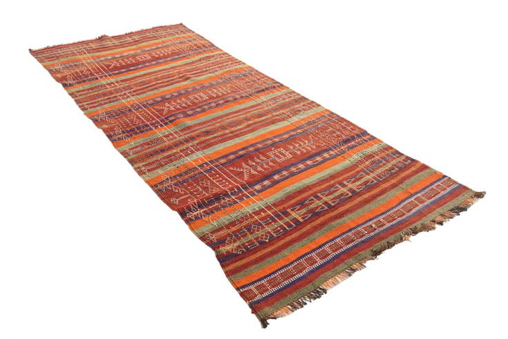 Detail image of 4' x 9' 1 Hand Woven Kilim Fars Wool Runner Rug