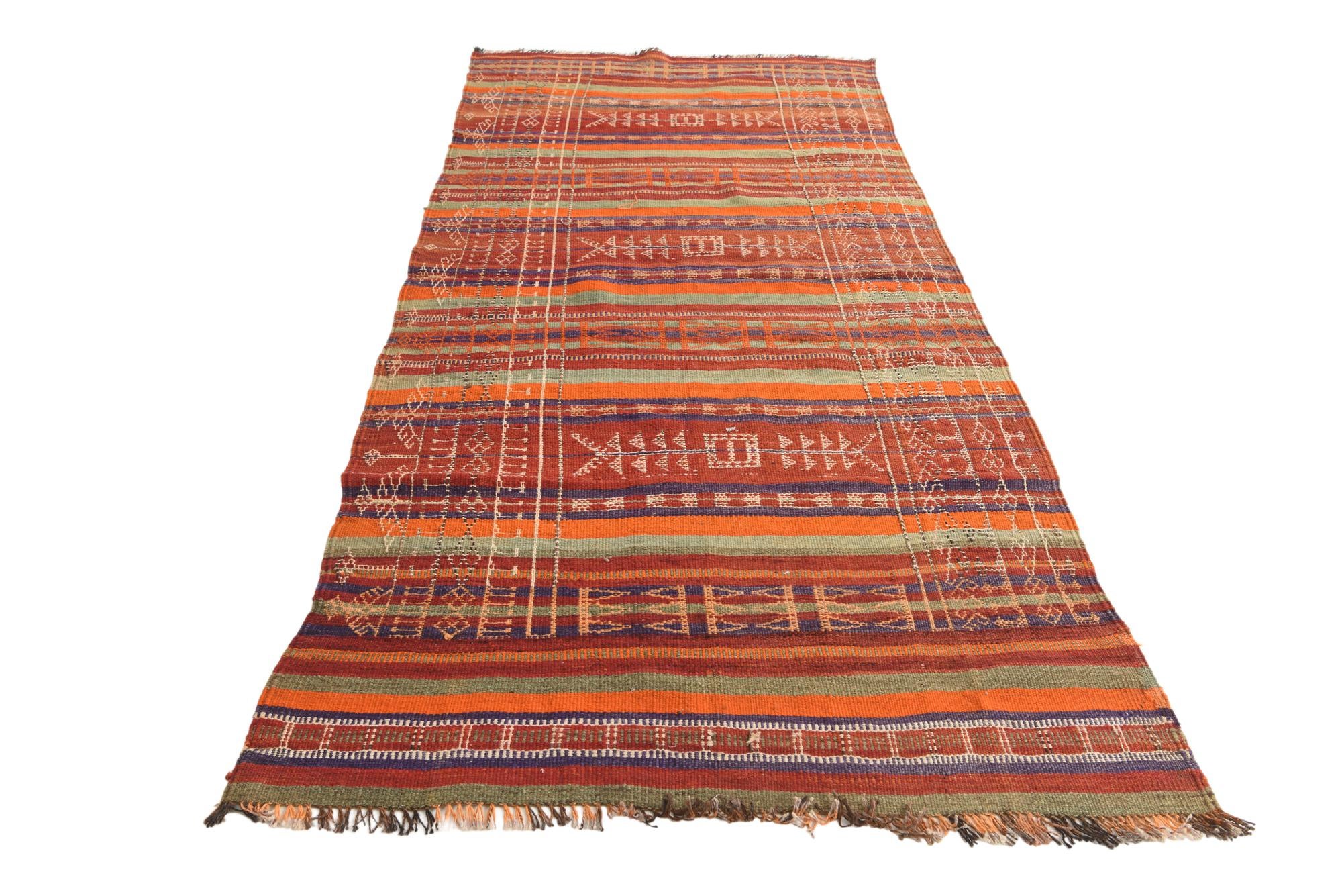 4' x 9' 1 Hand Woven Kilim Fars Wool Runner Rug