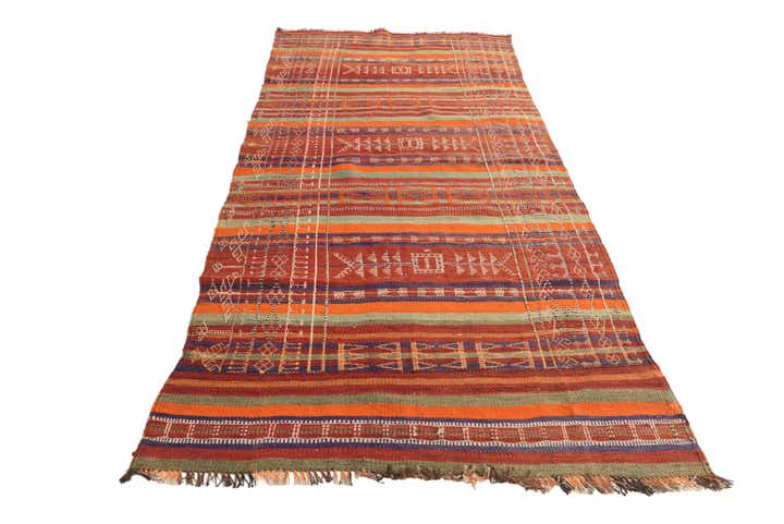 4' x 9' 1 Hand Woven Kilim Fars Wool Runner Rug