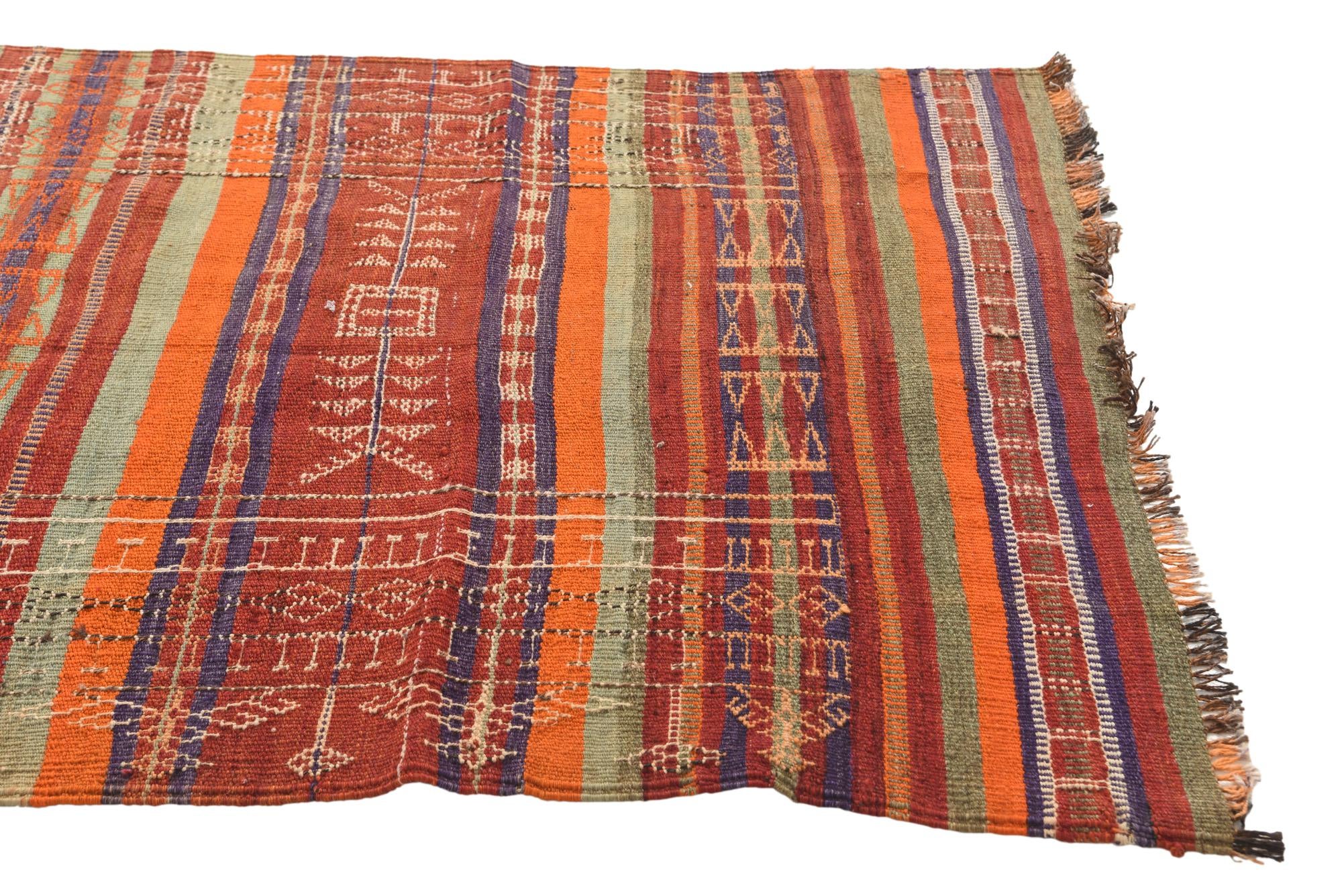4' x 9' 1 Hand Woven Kilim Fars Wool Runner Rug