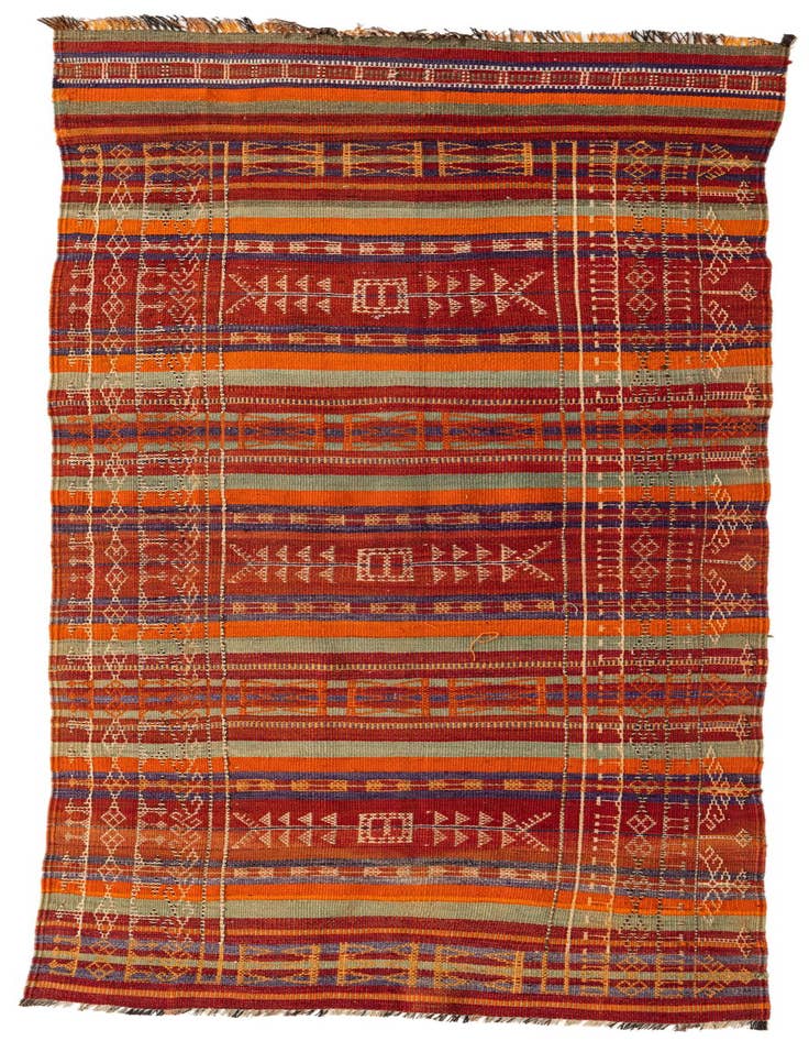 Detail image of 4' x 9' 1 Hand Woven Kilim Fars Wool Runner Rug