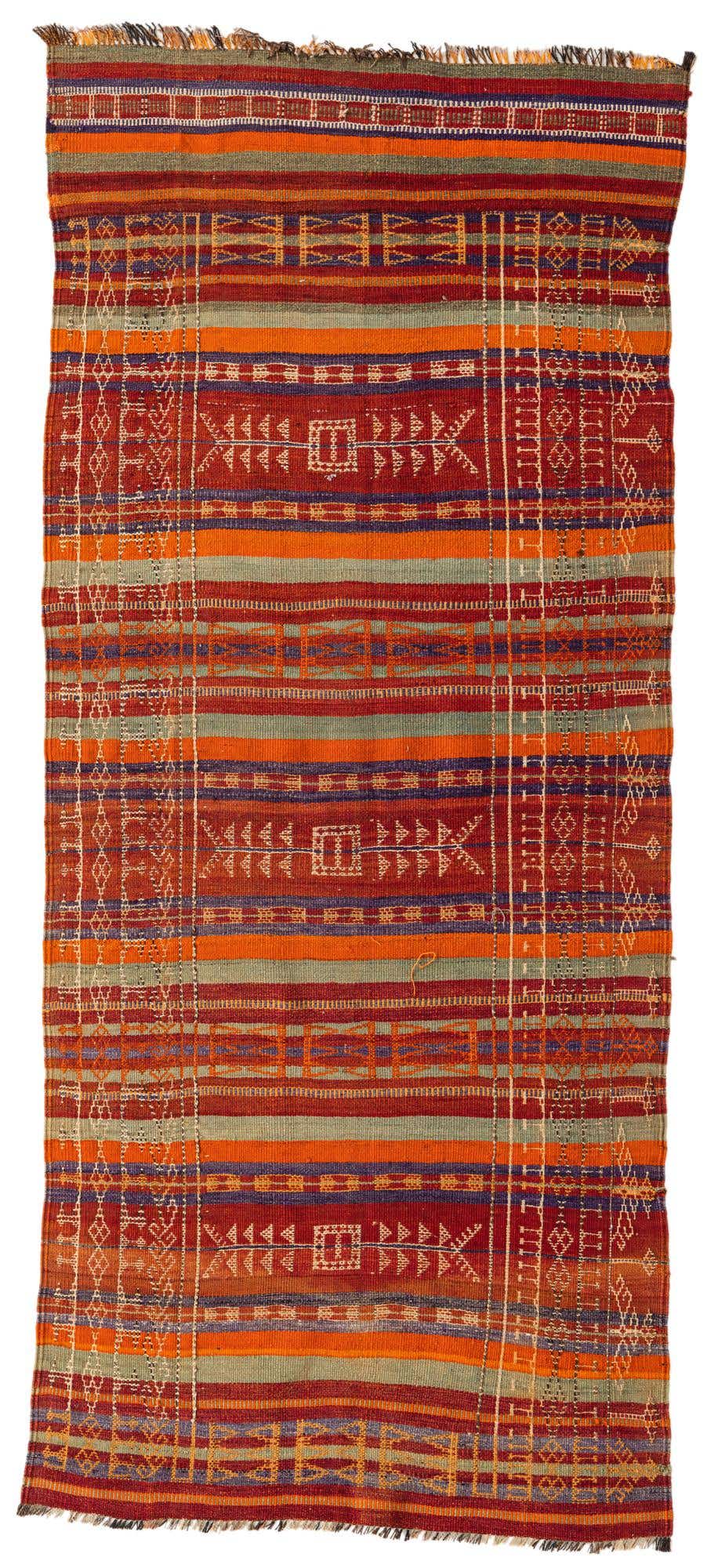 4' x 9' 1 Hand Woven Kilim Fars Wool Runner Rug