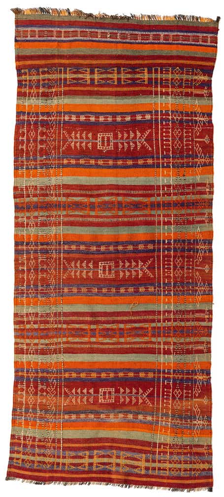 4' x 9' 1 Hand Woven Kilim Fars Wool Runner Rug