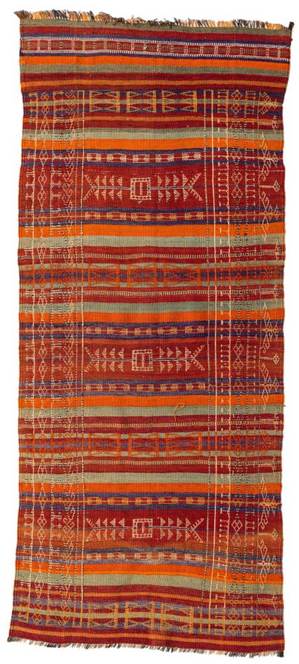 Detail image of 4' x 9' 1 Hand Woven Kilim Fars Wool Runner Rug